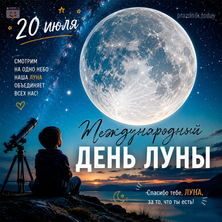 Открытка к Международному дню Луны 20 июля