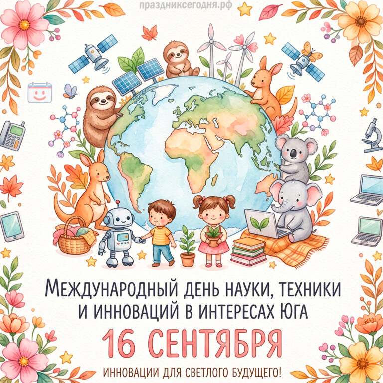 Открытка к Международному дню науки, техники и инноваций в интересах Юга 16 сентября