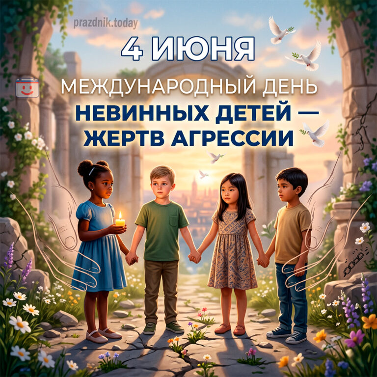 Открытка к Международному дню невинных детей — жертв агрессии 4 июня