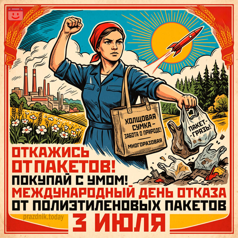 Открытка к Международному дню отказа от полиэтиленовых пакетов 3 июля