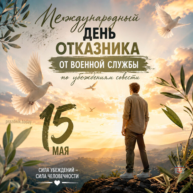 Открытка к Международному дню отказника от военной службы по убеждениям совести 15 мая