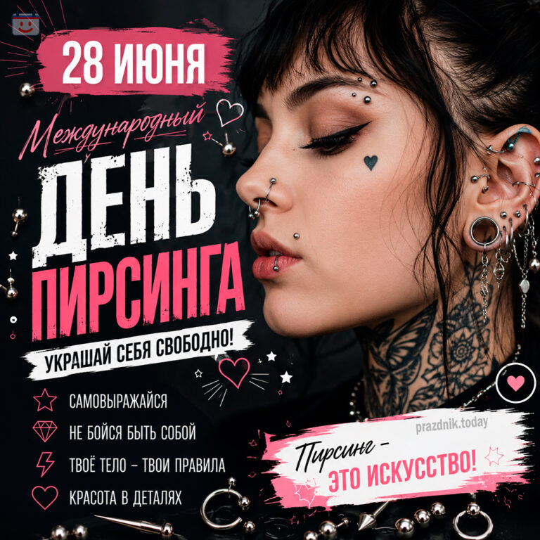 Открытка к Международному дню пирсинга 28 июня