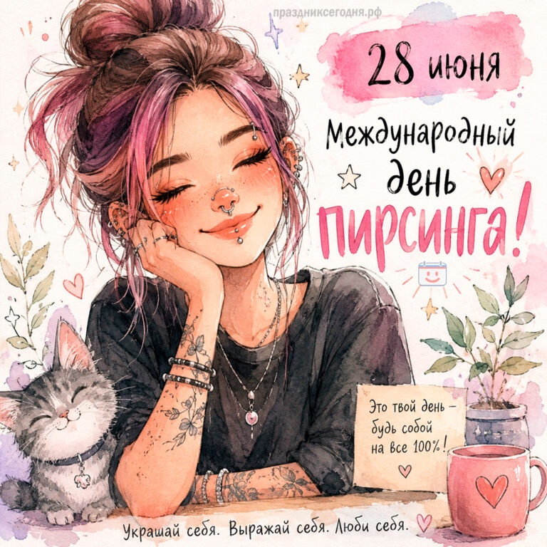 Открытка к Международному дню пирсинга 28 июня