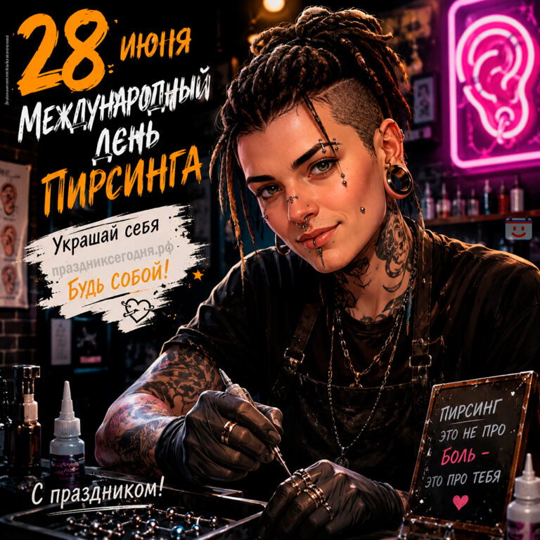 Открытка к Международному дню пирсинга 28 июня