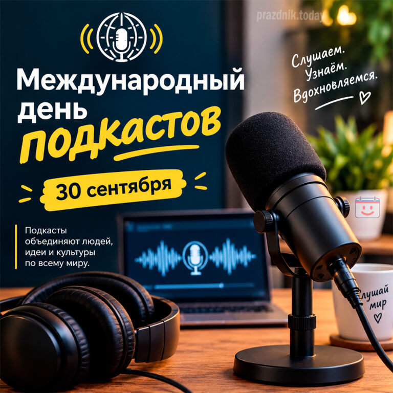 Открытка к Международному дню подкастов 30 сентября