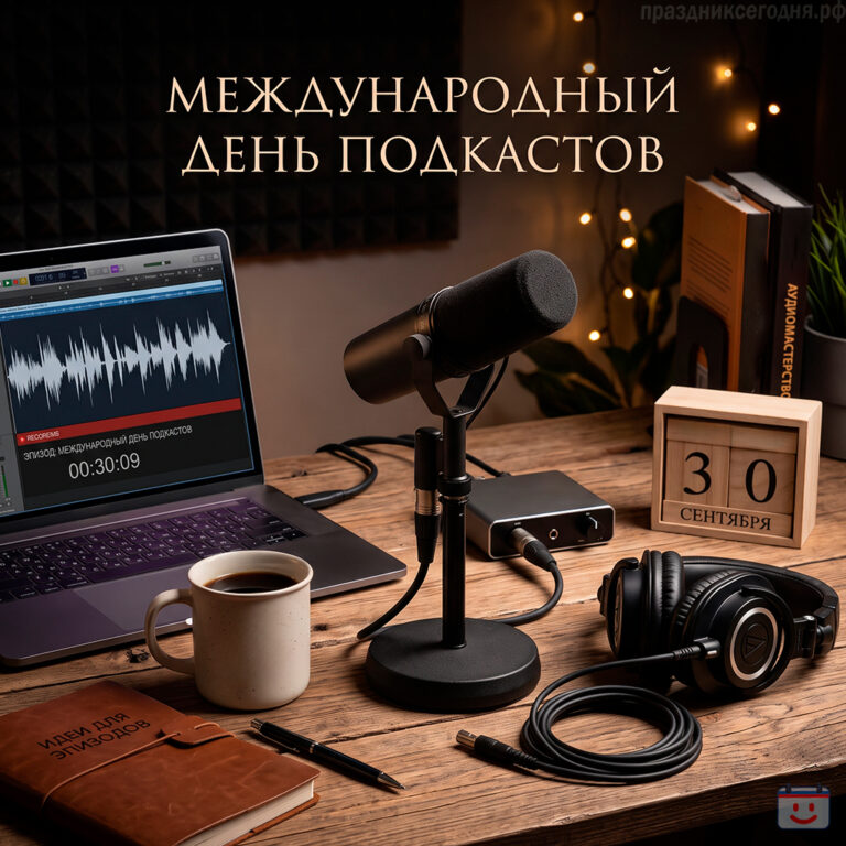 Открытка к Международному дню подкастов 30 сентября