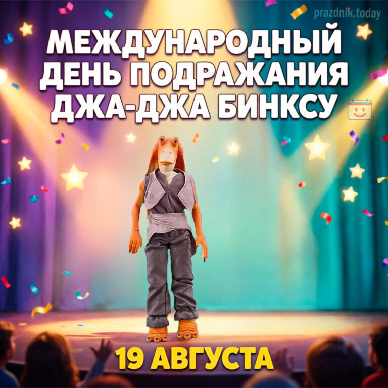Открытка ко Международному дню подражания Джа-Джа Бинксу 19 августа