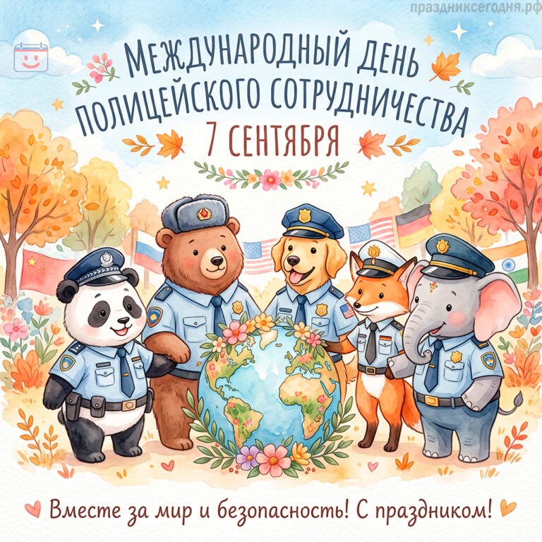 Открытка к Международному дню полицейского сотрудничества 7 сентября