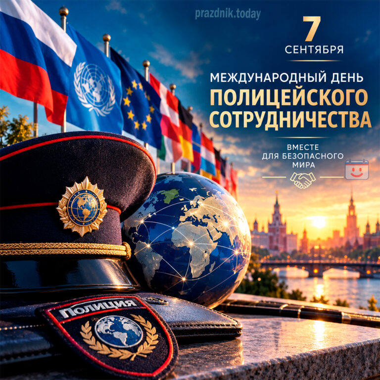 Открытка к Международному дню полицейского сотрудничества 7 сентября