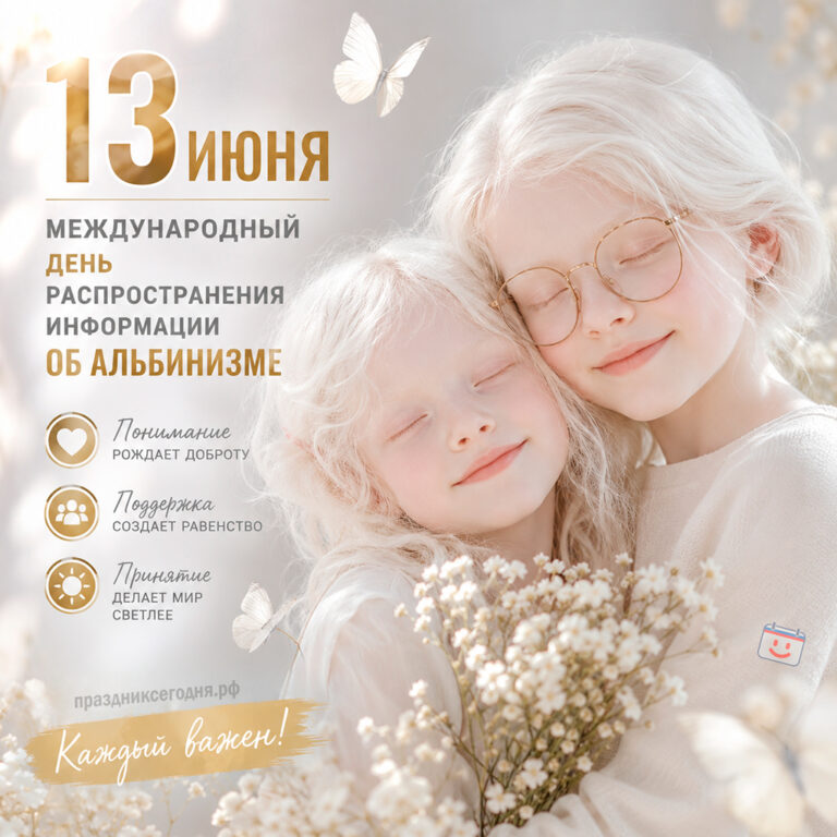 Открытка к Международному дню распространения информации об альбинизме 13 июня