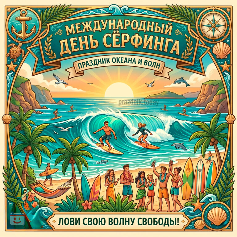 Открытка к Международному дню сёрфинга