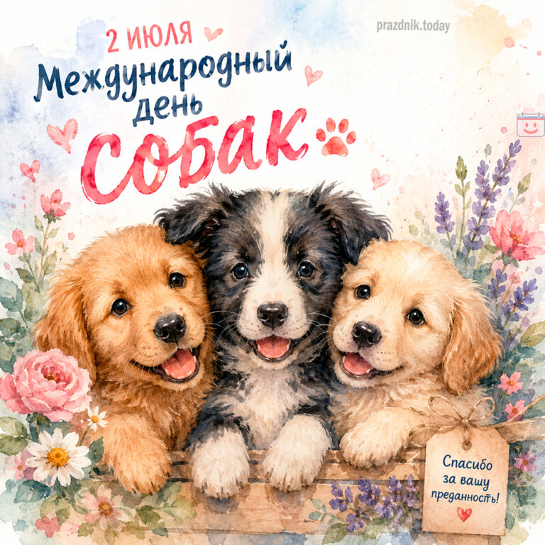Открытка к Международному дню собак 2 июля