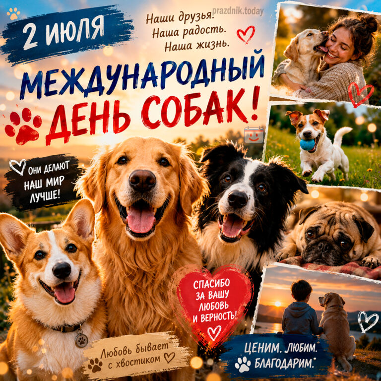 Открытка к Международному дню собак 2 июля