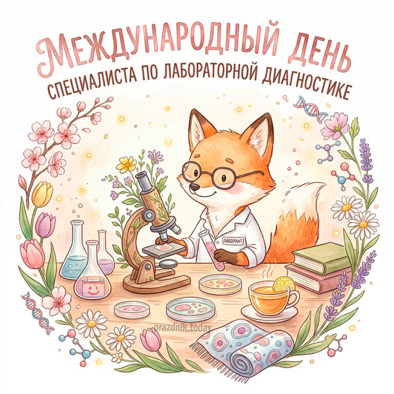 открытка к Международному дню специалиста по лабораторной диагностике 15 апреля