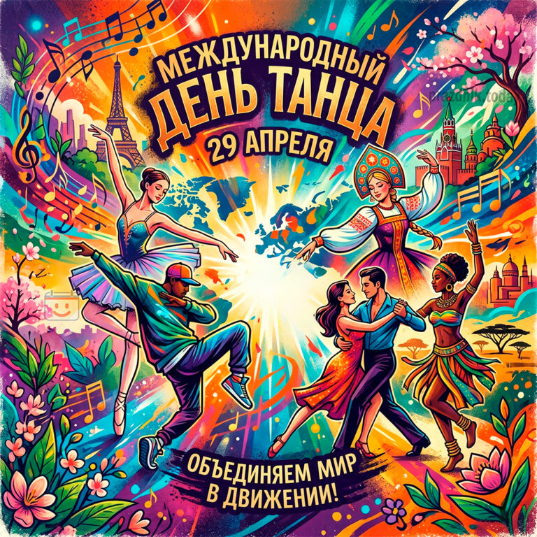 Открытка к Международному дню танца 29 апреля