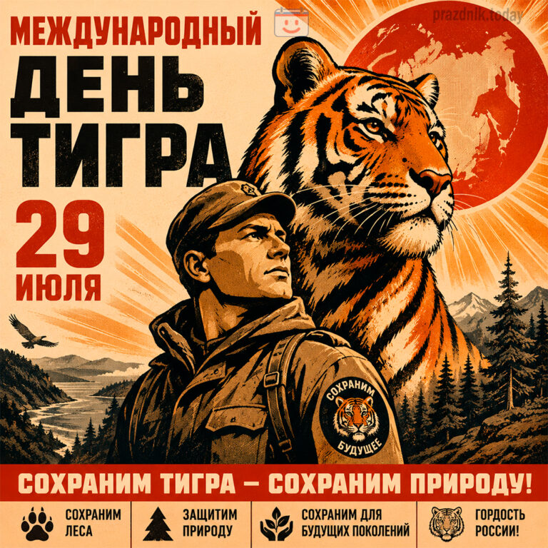 Открытка к Международному дню тигра 29 июля
