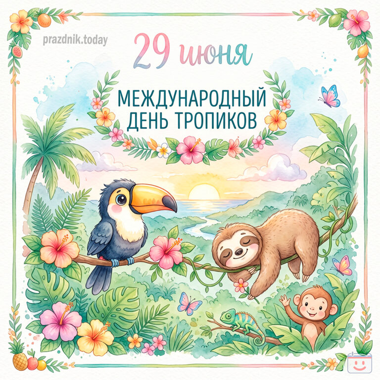 Открытка к Международному дню тропиков 29 июня