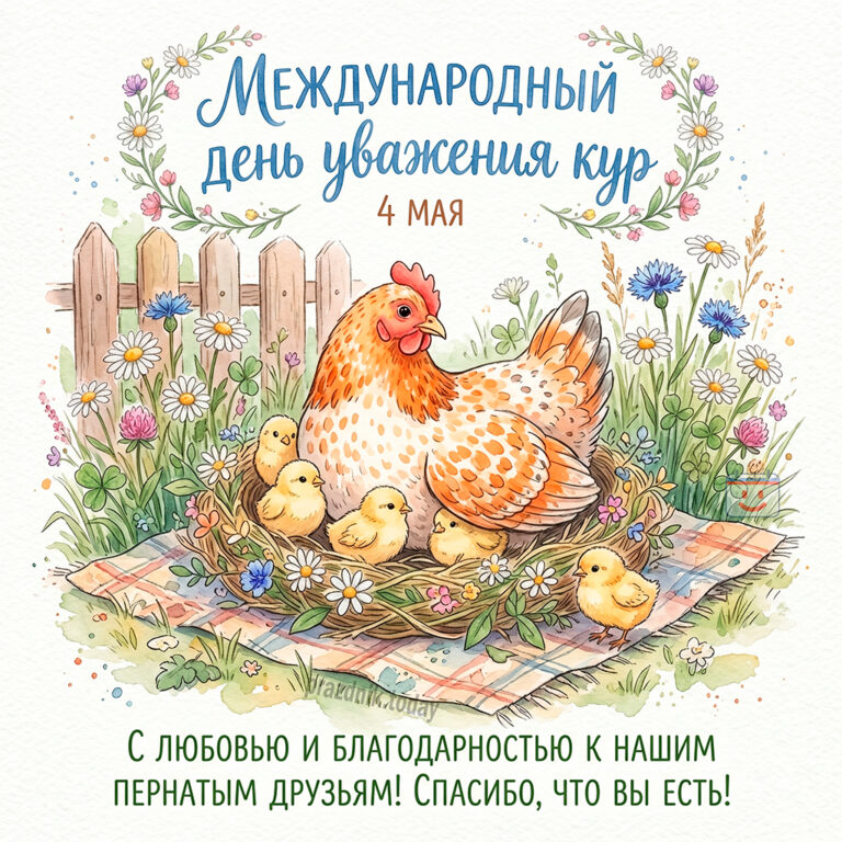 Открытка к Международному дню уважения кур 4 мая