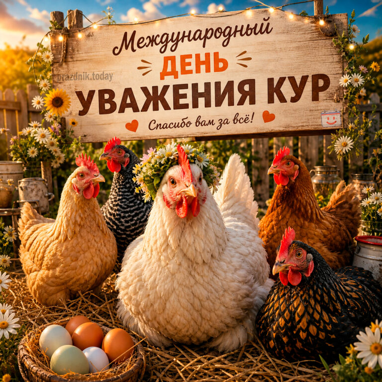 Открытка к Международному дню уважения кур 4 мая