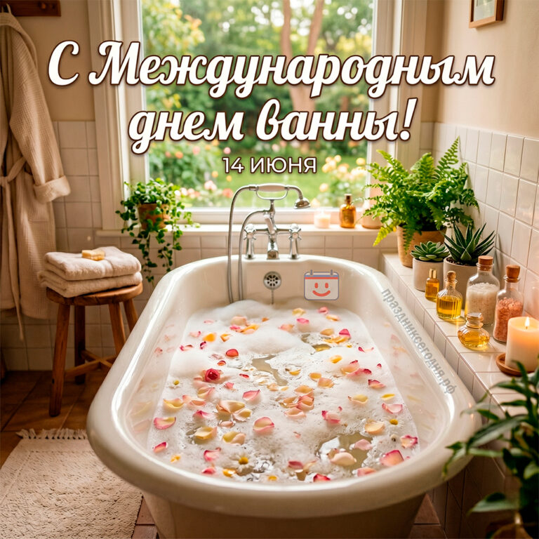 Открытка к Международному дню ванны 14 июня