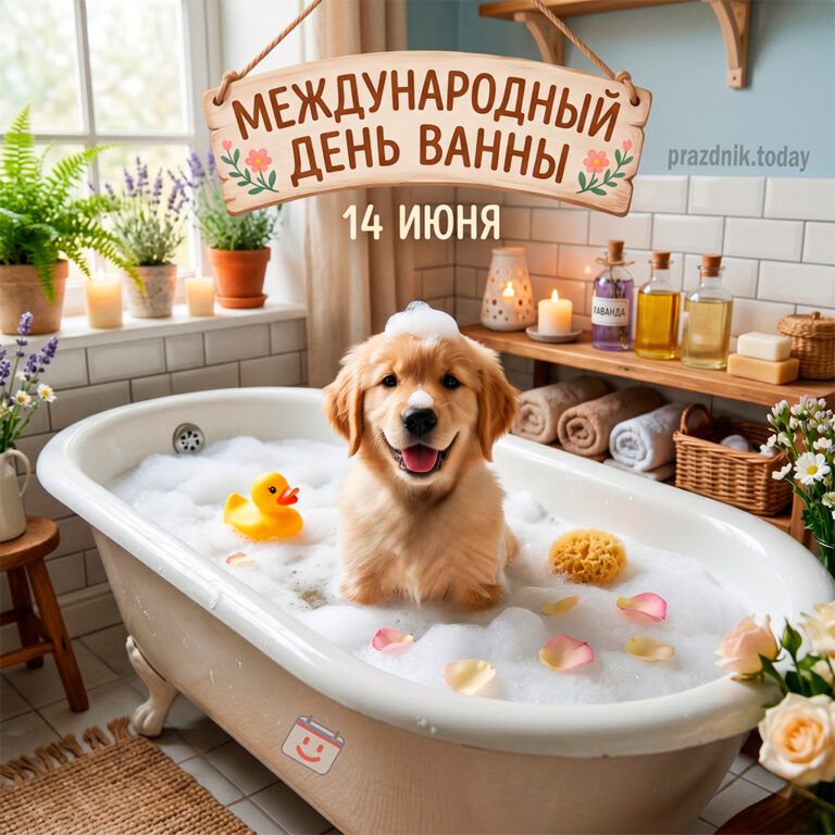 Открытка к Международному дню ванны 14 июня