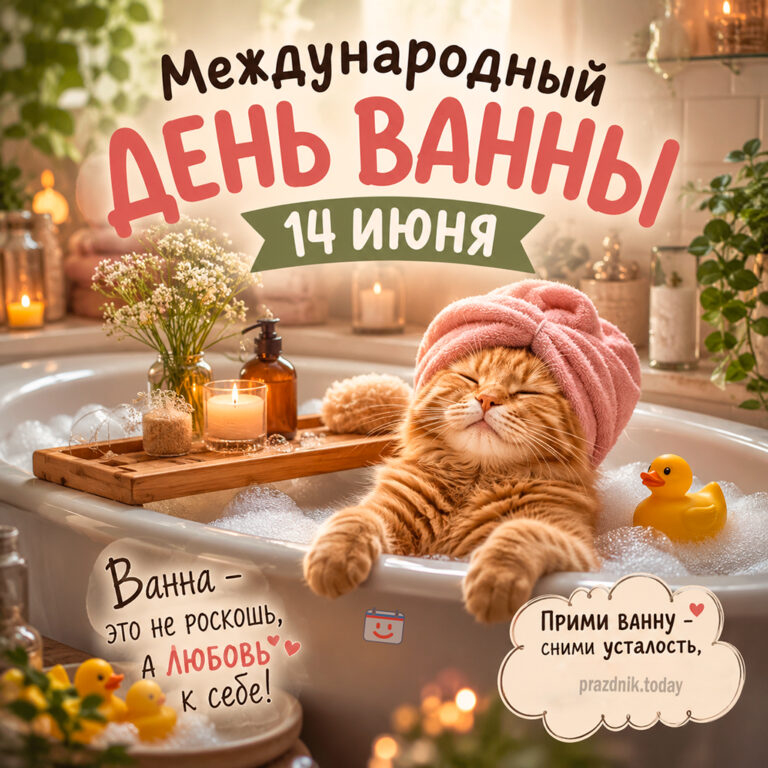 Открытка к Международному дню ванны 14 июня