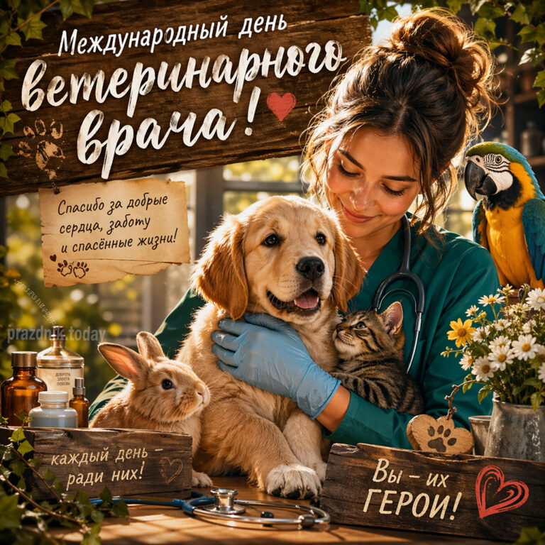Открытка к международному дню ветеринарного врача
