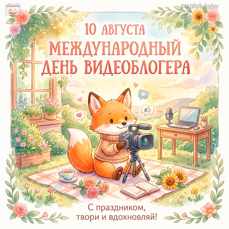Открытка к Международному дню видеоблогера 10 августа
