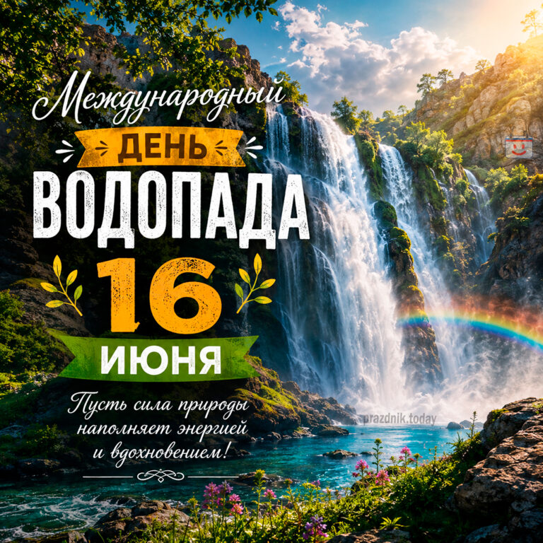 Открытка к Международному дню водопада 16 июня