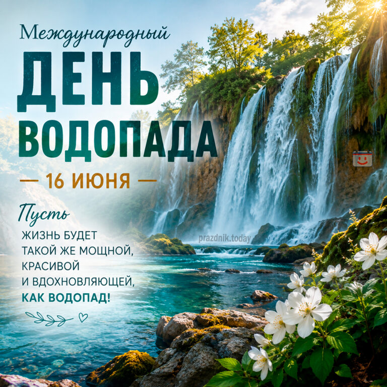 Открытка к Международному дню водопада 16 июня