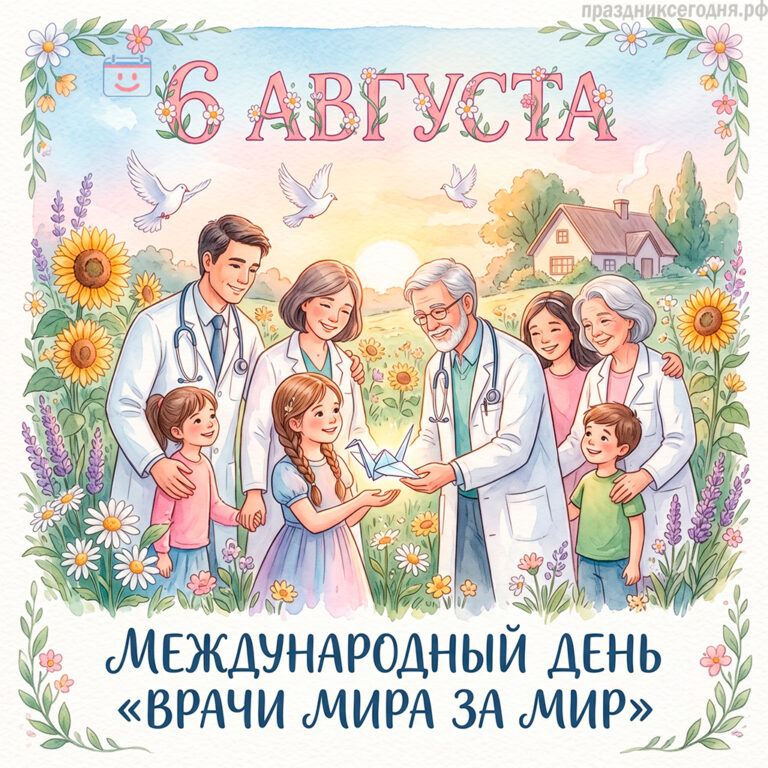 Открытка ко Международному дню «Врачи мира за мир» 6 августа