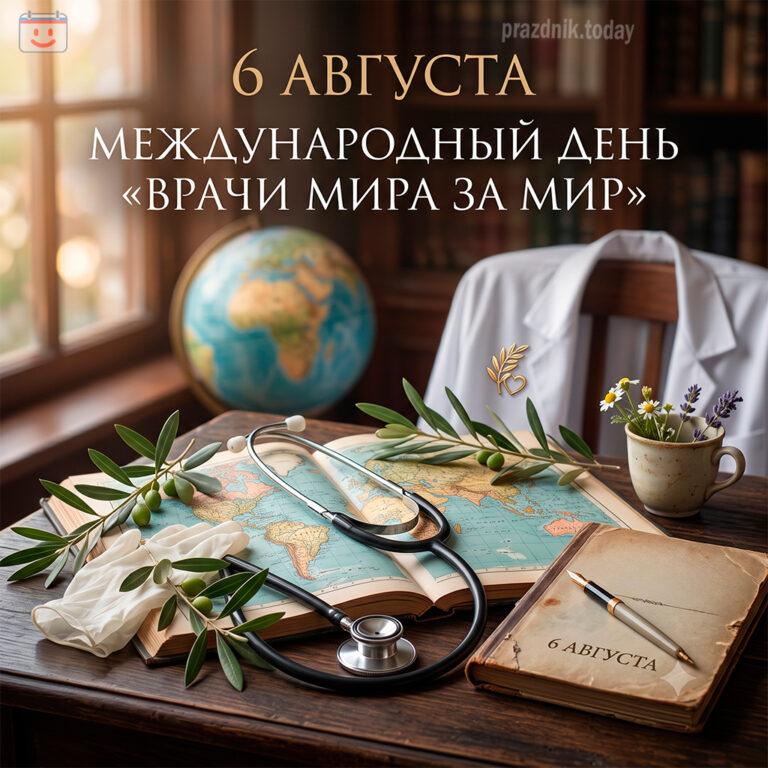 Открытка ко Международному дню «Врачи мира за мир» 6 августа