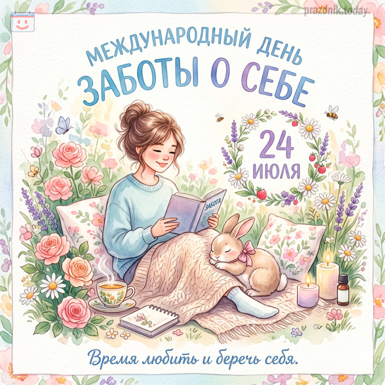 Открытка к Международному дню заботы о себе 24 июля