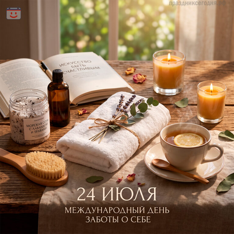 Открытка к Международному дню заботы о себе 24 июля