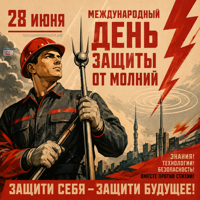 Открытка к Международному дню защиты от молний 28 июня