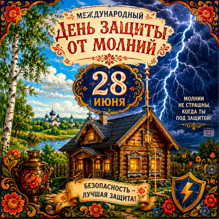Открытка к Международному дню защиты от молний 28 июня