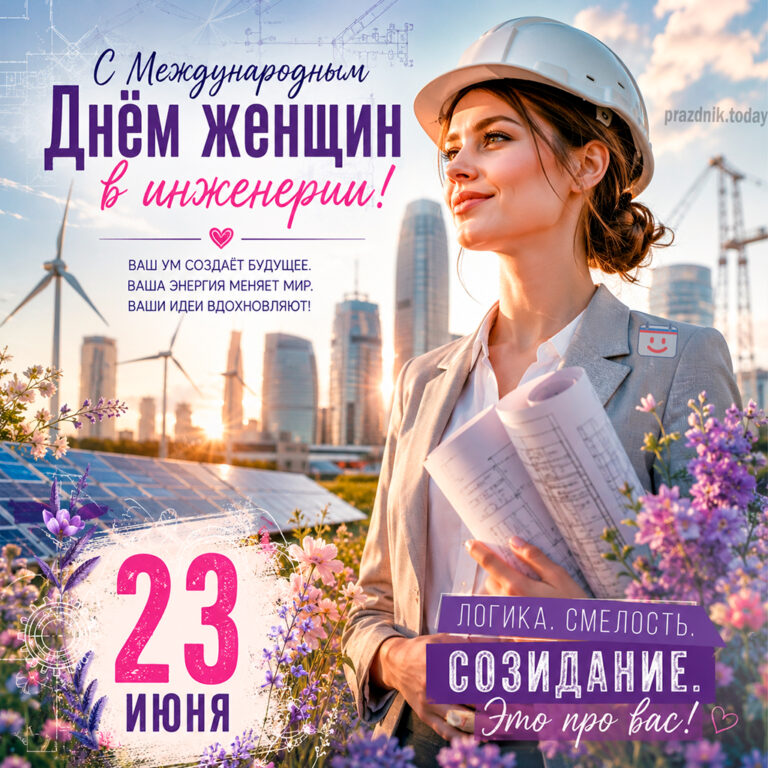 Открытка к Международному дню женщин в инженерии 23 июня