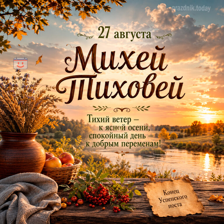 Открытка ко дню Михея Тиховея 27 августа