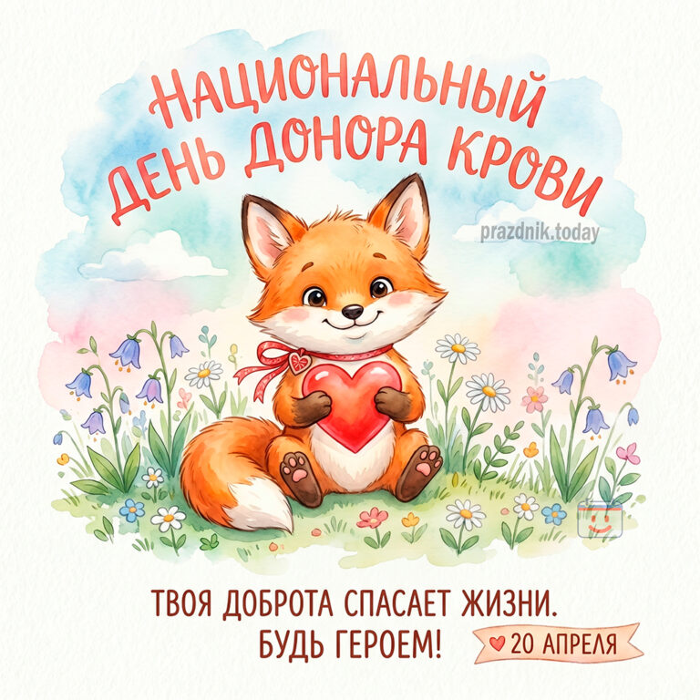 открытка к Национальному дню донора крови 20 апреля