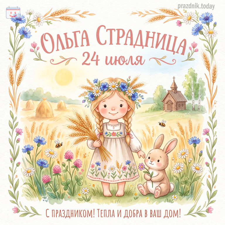 Открытка ко дню Ольги Страдницы 24 июля