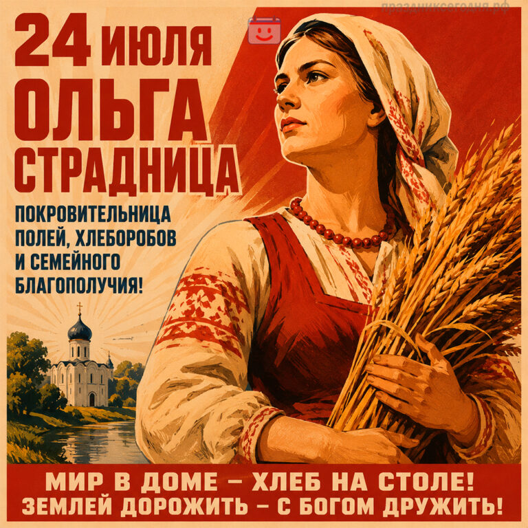 Открытка ко дню Ольги Страдницы 24 июля
