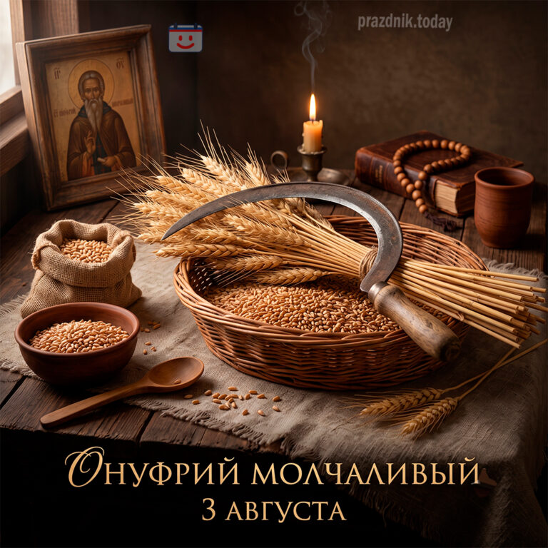 Открытка ко дню Онуфрия Молчаливого 3 августа
