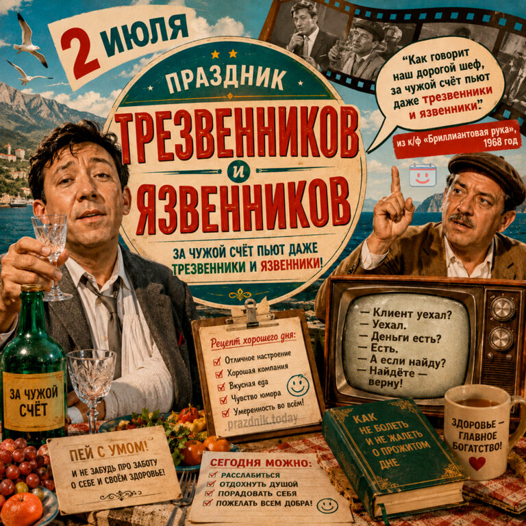 Открытка к празднику трезвенников и язвенников 2 июля