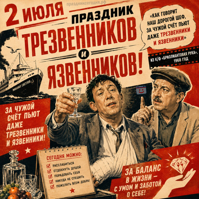 Открытка к празднику трезвенников и язвенников 2 июля