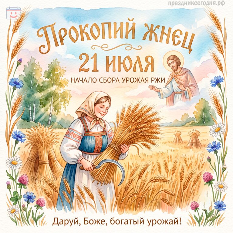 Открытка ко дню Прокопия Жнеца 21 июля