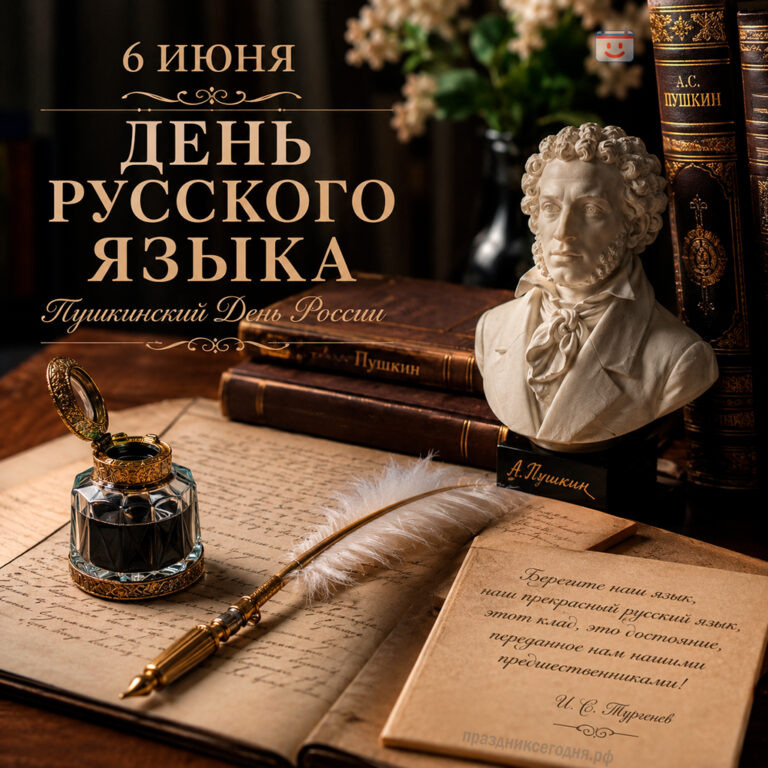 Открытка ко дню Русского языка (Пушкинский День России) 6 июня