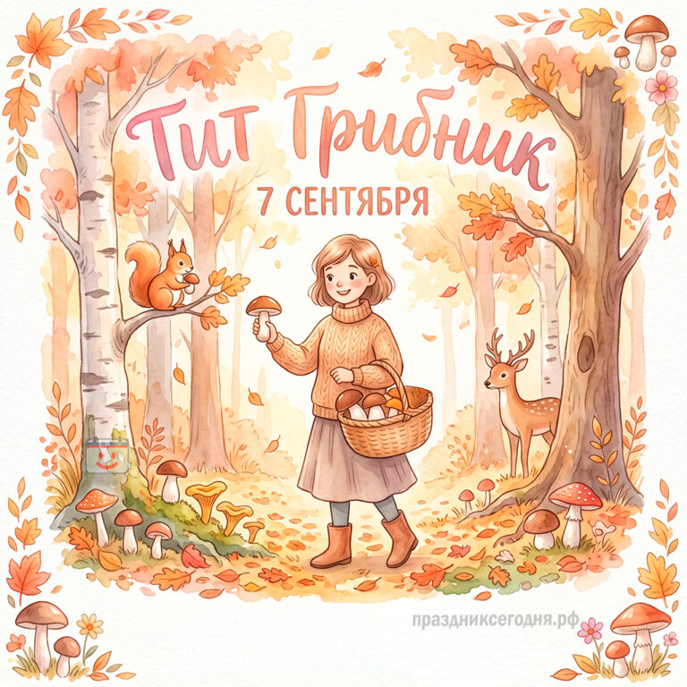 Открытка ко дню Тит Листопадник (Тит Грибник) 7 сентября