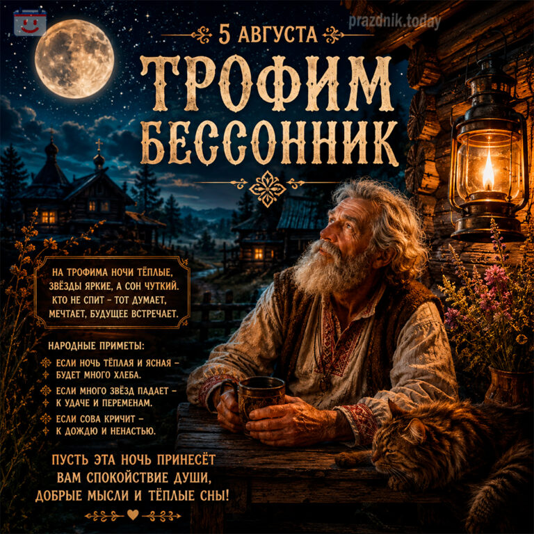 Открытка ко дню Трофима Бессонника 5 августа