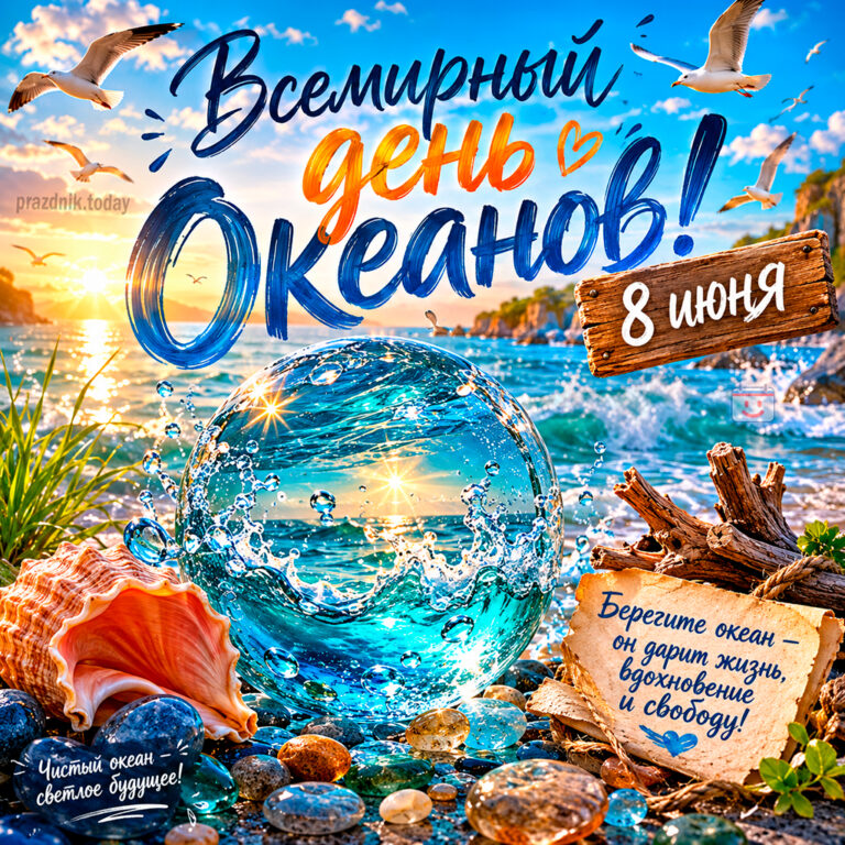 Открытка ко Всемирному дню океанов 8 июня