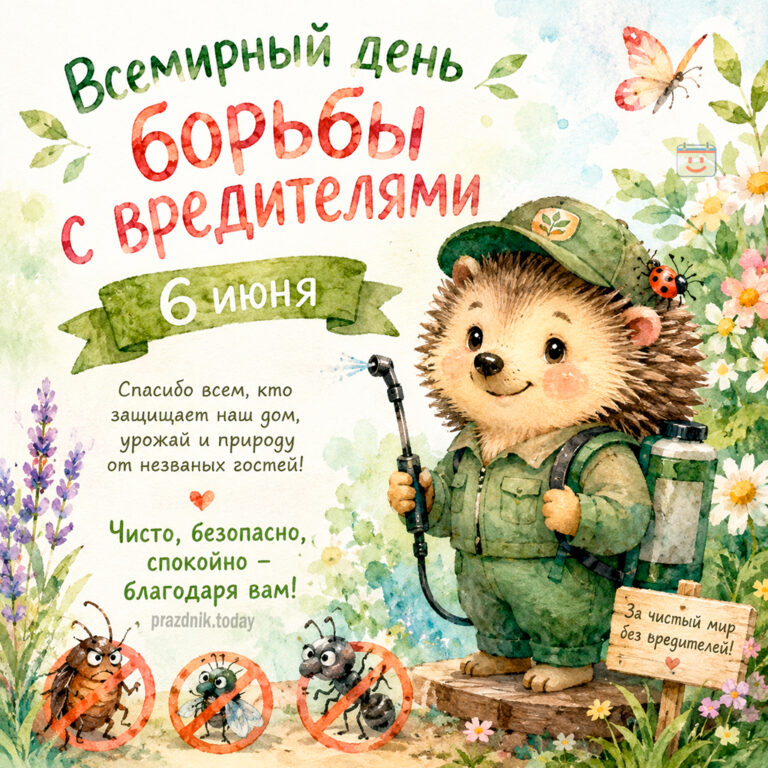 Открытка ко Всемирному дню борьбы с вредителями 6 июня